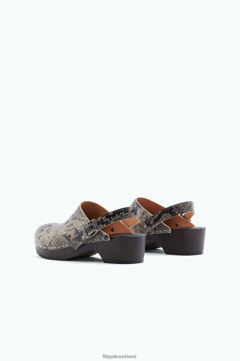 Unisex Filippa K x Swedish Hasbeens Printed Nougat Snake Backstrap Clog Shoes 66L84451