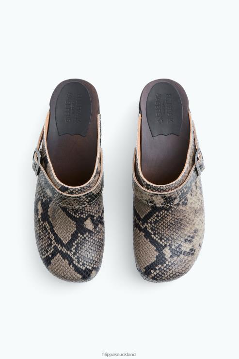 Unisex Filippa K x Swedish Hasbeens Printed Nougat Snake Backstrap Clog Shoes 66L84451