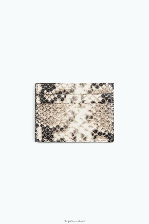 Women Filippa K Printed White Snake Card Holder Accessory 66L84460