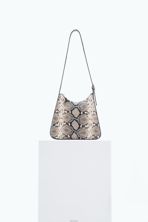 Women Filippa K Printed White Snake Medium Leather Shoulder Bag Accessory 66L84455