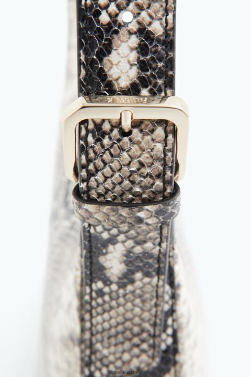 Women Filippa K Printed White Snake Medium Leather Shoulder Bag Accessory 66L84455