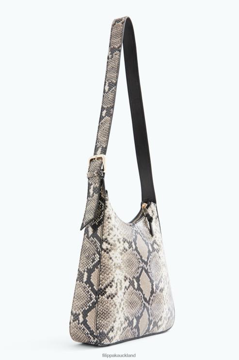 Women Filippa K Printed White Snake Medium Leather Shoulder Bag Accessory 66L84455