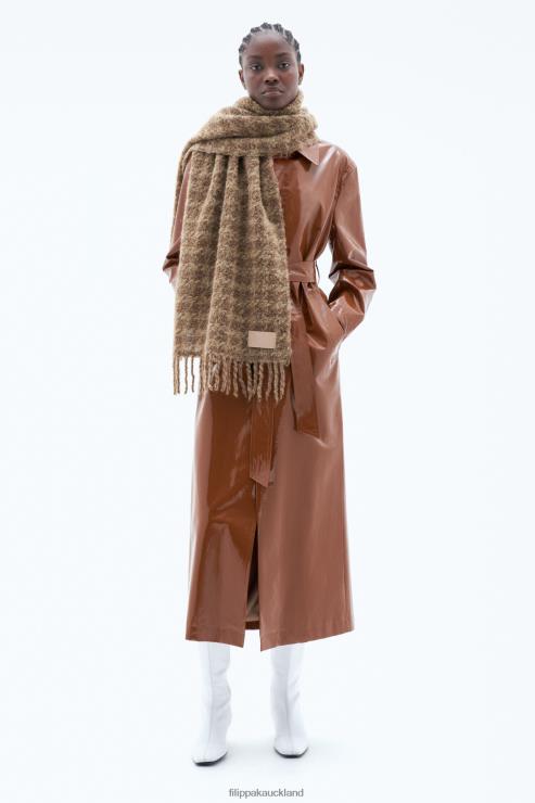 Women Filippa K Beige Houndstooth Scarf Accessory 66L84413
