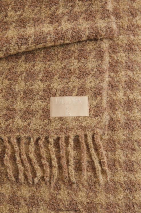 Women Filippa K Beige Houndstooth Scarf Accessory 66L84413