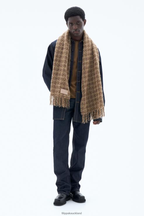 Women Filippa K Beige Houndstooth Scarf Accessory 66L84413
