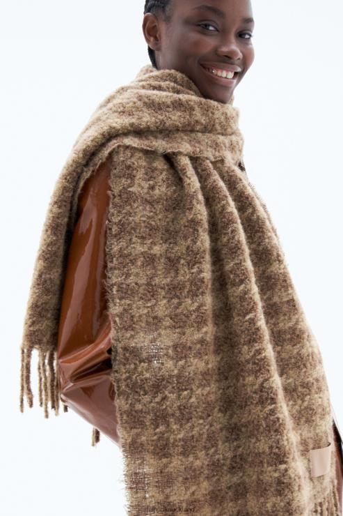 Women Filippa K Beige Houndstooth Scarf Accessory 66L84413