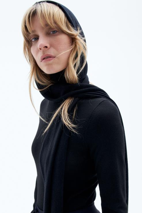 Women Filippa K Black Beanie Scarf Accessory 66L84425