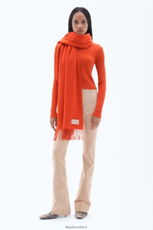 Women Filippa K Red Orange Cashmere Blend Scarf Accessory 66L84434