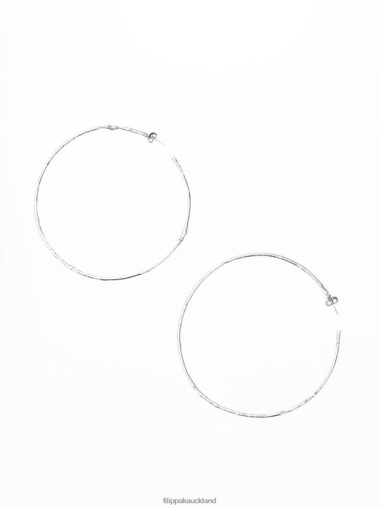 Women Filippa K Silver Metal Large Hoop Earrings Accessory 66L84467