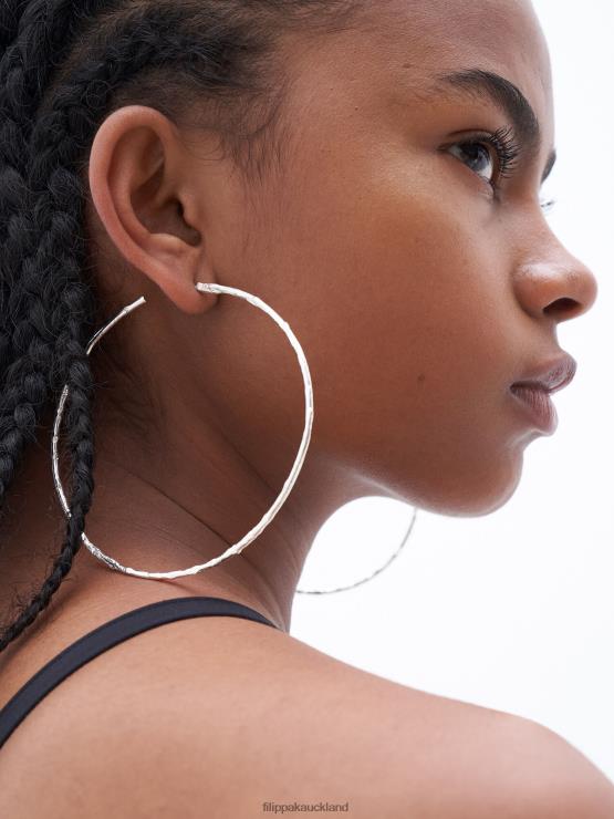 Women Filippa K Silver Metal Large Hoop Earrings Accessory 66L84467