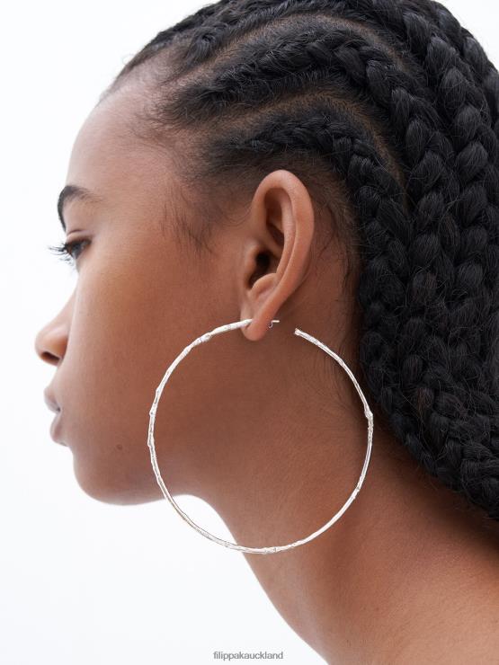 Women Filippa K Silver Metal Large Hoop Earrings Accessory 66L84467