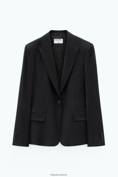 Women Filippa K Black Sasha Cool Wool Blazer Apparel 66L84182