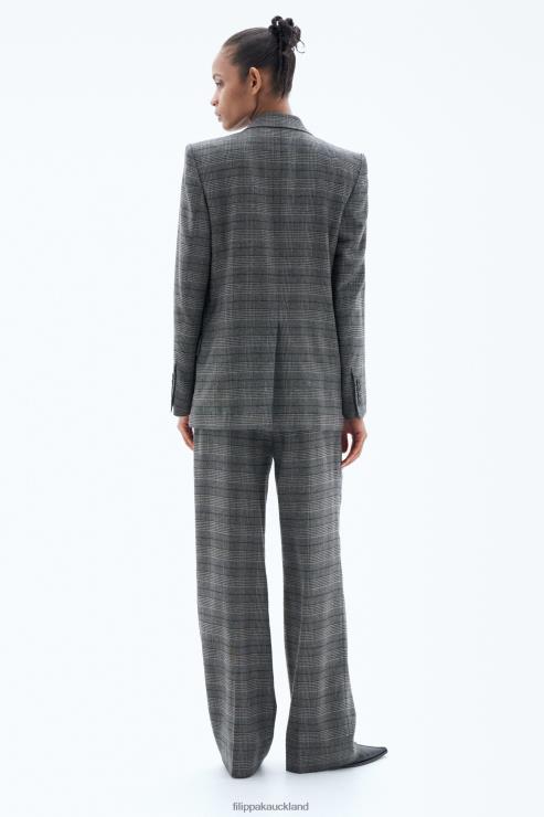 Women Filippa K Grey Check Double Breasted Check Blazer Apparel 66L84176
