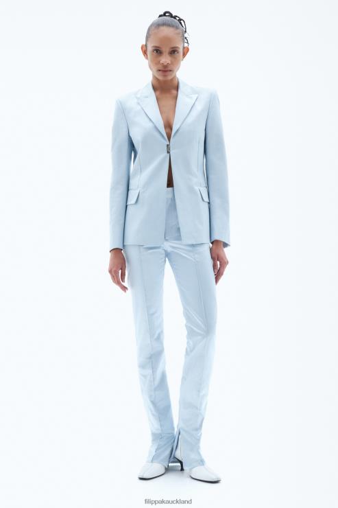 Women Filippa K Ice Blue Shiny Single Breasted Blazer Apparel 66L84184