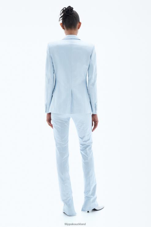 Women Filippa K Ice Blue Shiny Single Breasted Blazer Apparel 66L84184