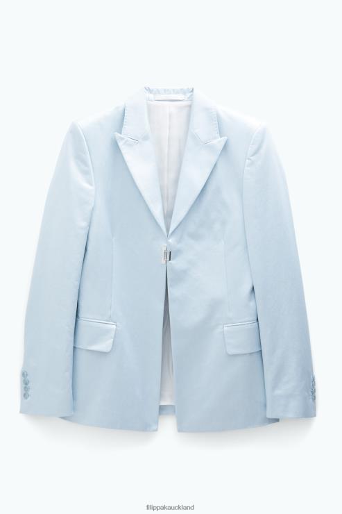 Women Filippa K Ice Blue Shiny Single Breasted Blazer Apparel 66L84184