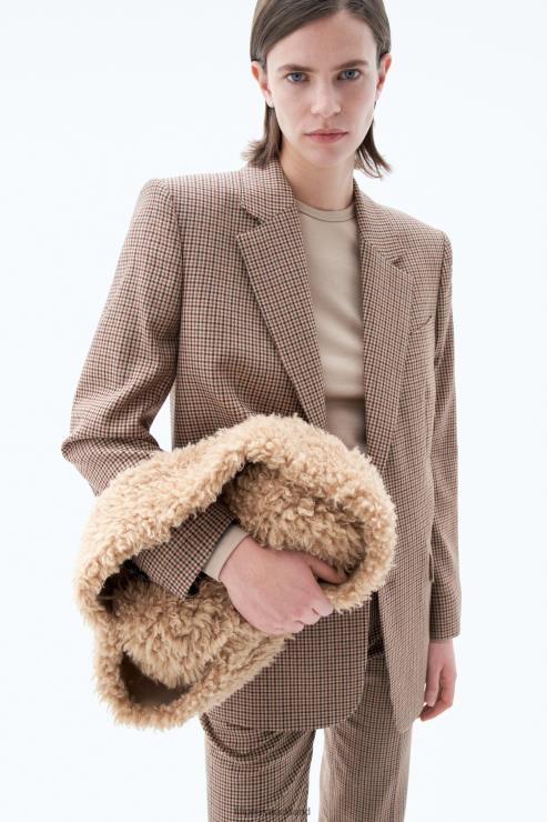 Women Filippa K Sand Beige/Brown Check Single Breasted Blazer Apparel 66L84183