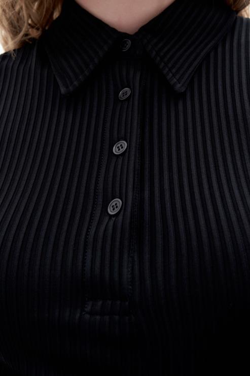 Women Filippa K Black Jersey Rib Polo Dress Apparel 66L84218