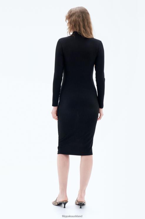 Women Filippa K Black Jersey Rib Polo Dress Apparel 66L84218