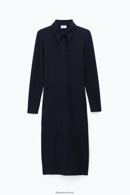 Women Filippa K Black Jersey Rib Polo Dress Apparel 66L84218