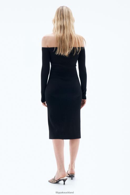 Women Filippa K Black Off Shoulder Knit Dress Apparel 66L84214