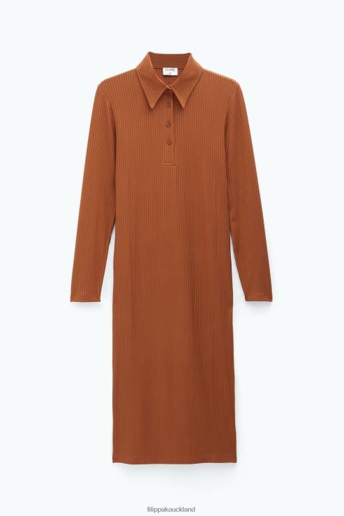Women Filippa K Chestnut Jersey Rib Polo Dress Apparel 66L84220