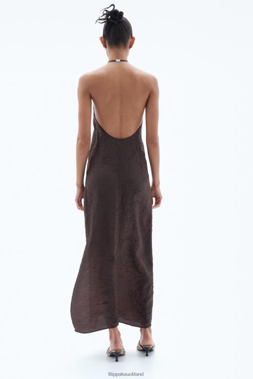 Women Filippa K Dark Chocolate Deep Back Crinkle Dress Apparel 66L84207