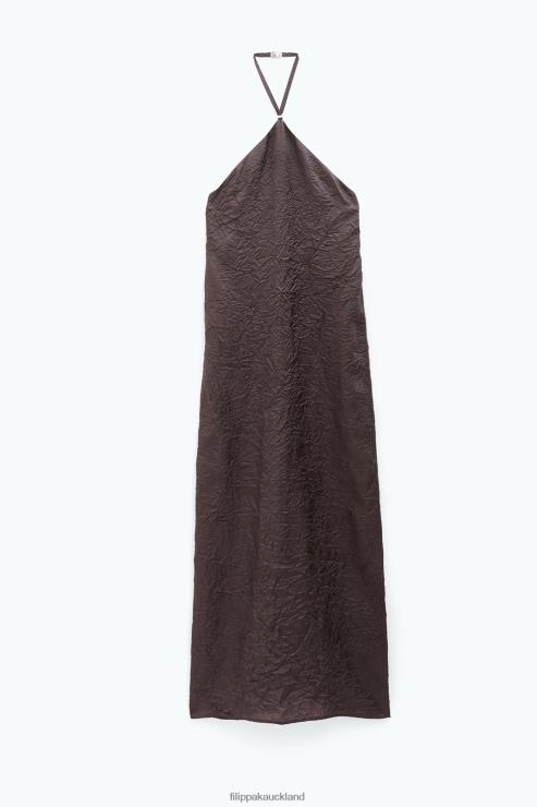 Women Filippa K Dark Chocolate Deep Back Crinkle Dress Apparel 66L84207