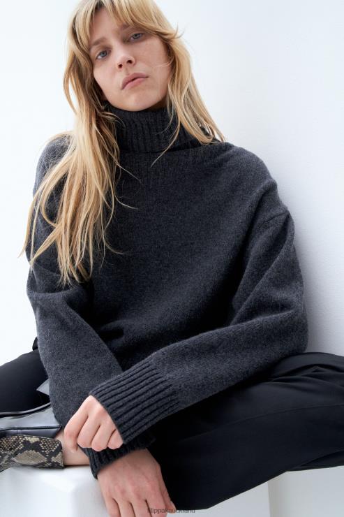 Women Filippa K Anthracite Melange Wool Turtleneck Sweater Apparel 66L8480