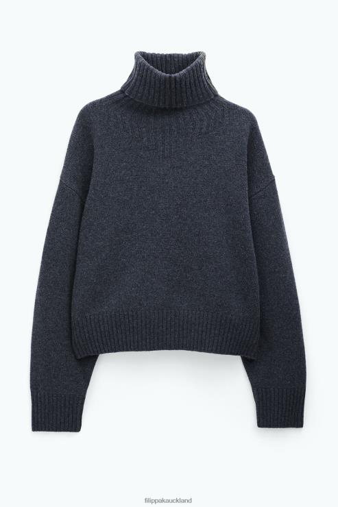 Women Filippa K Anthracite Melange Wool Turtleneck Sweater Apparel 66L8480