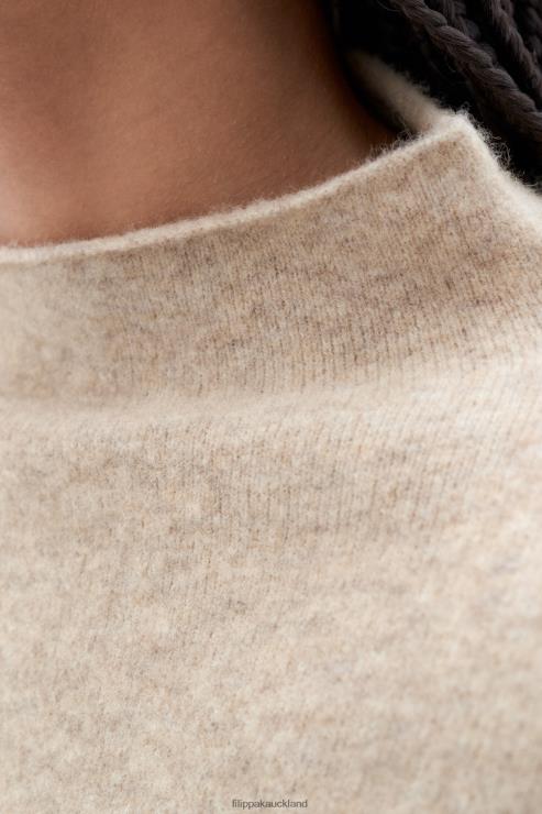Women Filippa K Beige Melange Mika Yak Funnelneck Sweater Apparel 66L8452