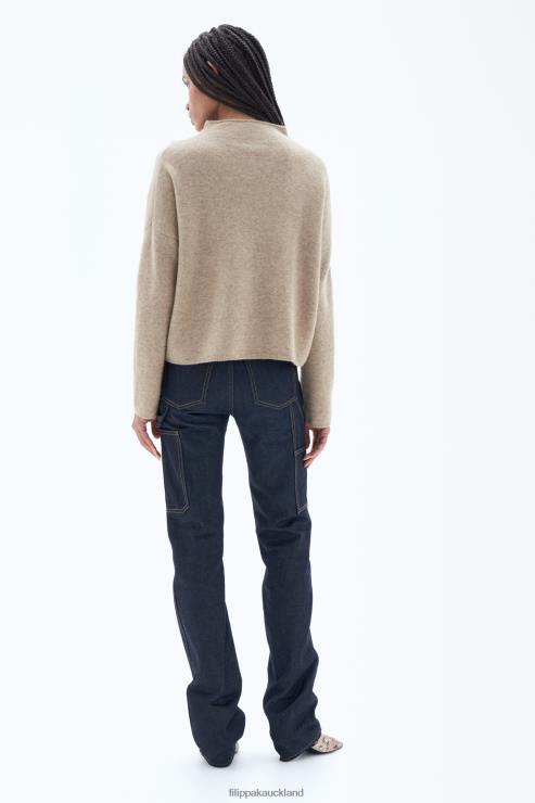 Women Filippa K Beige Melange Mika Yak Funnelneck Sweater Apparel 66L8452