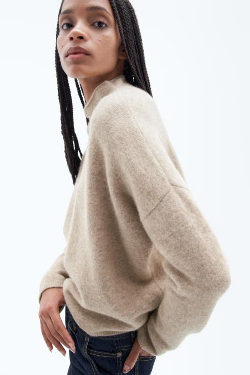 Women Filippa K Beige Melange Mika Yak Funnelneck Sweater Apparel 66L8452