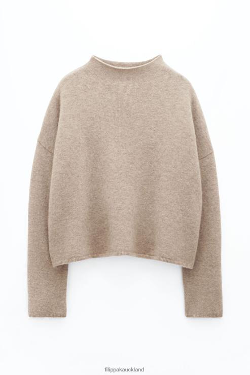 Women Filippa K Beige Melange Mika Yak Funnelneck Sweater Apparel 66L8452