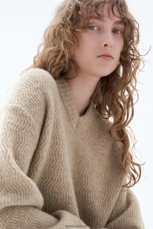 Women Filippa K Beige Melange Structure Yak Sweater Apparel 66L8430