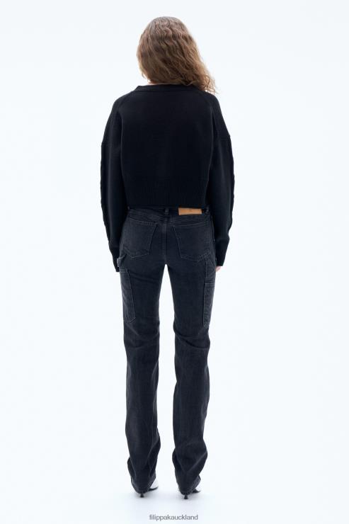 Women Filippa K Black Braided Cardigan Apparel 66L8468