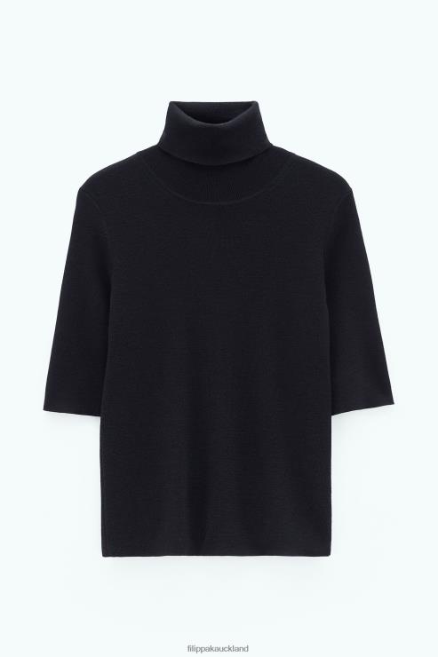 Women Filippa K Black Merino Elbow Sleeve Top Apparel 66L8429