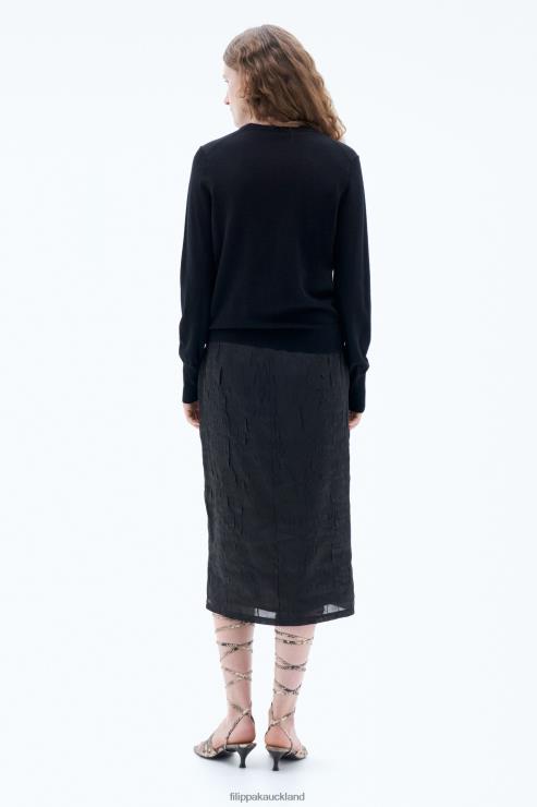 Women Filippa K Black Merino R-neck Sweater Apparel 66L8465