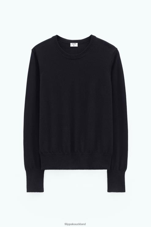 Women Filippa K Black Merino R-neck Sweater Apparel 66L8465