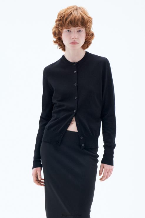 Women Filippa K Black Merino Short Cardigan Apparel 66L8447