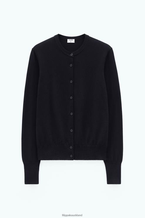 Women Filippa K Black Merino Short Cardigan Apparel 66L8447