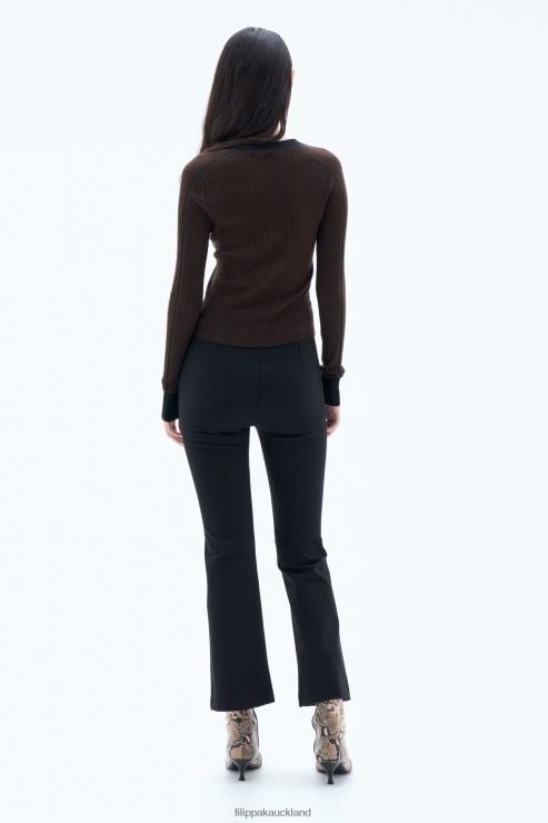Women Filippa K Dark Chocolate/Black Light Rib Cardigan Apparel 66L8434