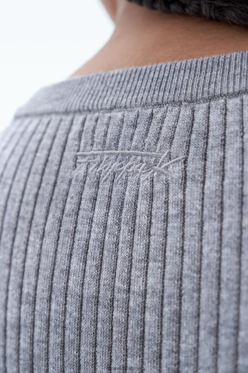 Women Filippa K Grey/White Light Rib Sweater Apparel 66L8471