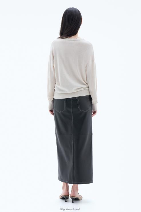 Women Filippa K Ivory Frayed R-Neck Top Apparel 66L8459