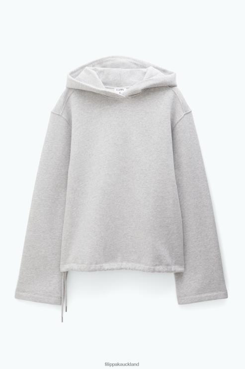 Women Filippa K Light Grey Mel. Hooded Sweater Apparel 66L84153