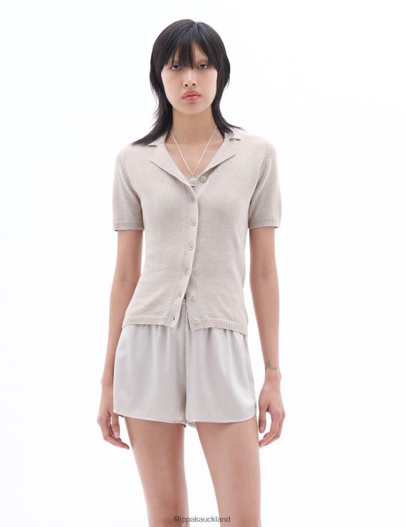 Women Filippa K Light beige Cotton Linen Knit Top Apparel 66L8483