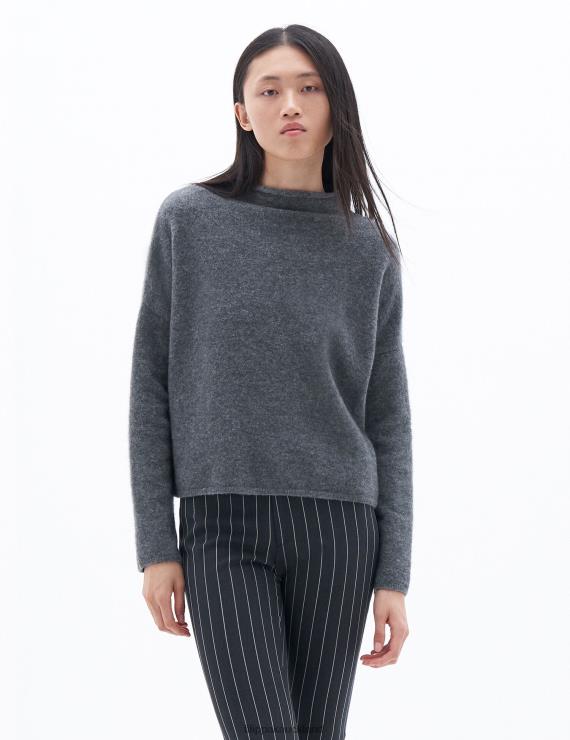 Women Filippa K Mid Grey Melange Mika Yak Funnelneck Sweater Apparel 66L8486