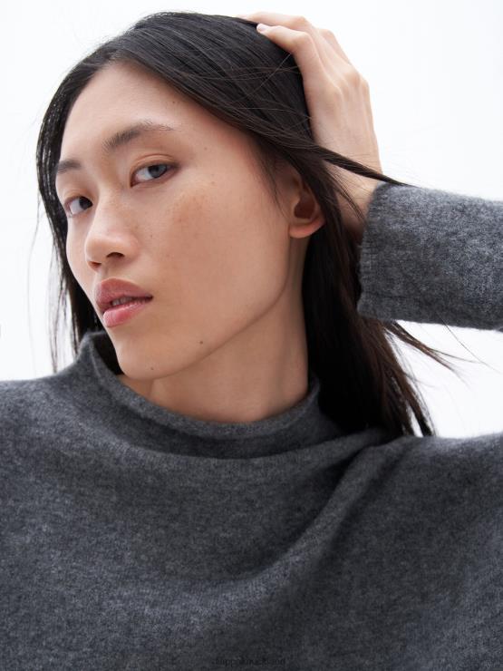 Women Filippa K Mid Grey Melange Mika Yak Funnelneck Sweater Apparel 66L8486