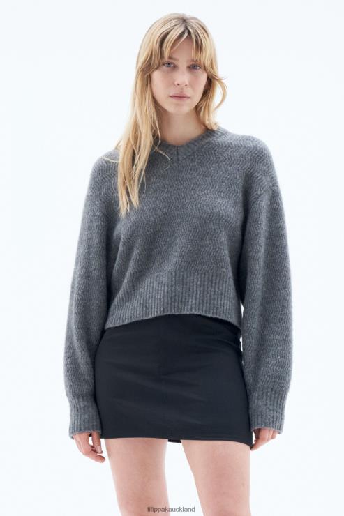 Women Filippa K Mid Grey Melange Structure Yak Sweater Apparel 66L8428