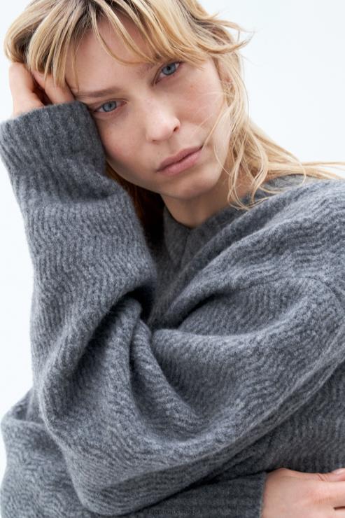 Women Filippa K Mid Grey Melange Structure Yak Sweater Apparel 66L8428